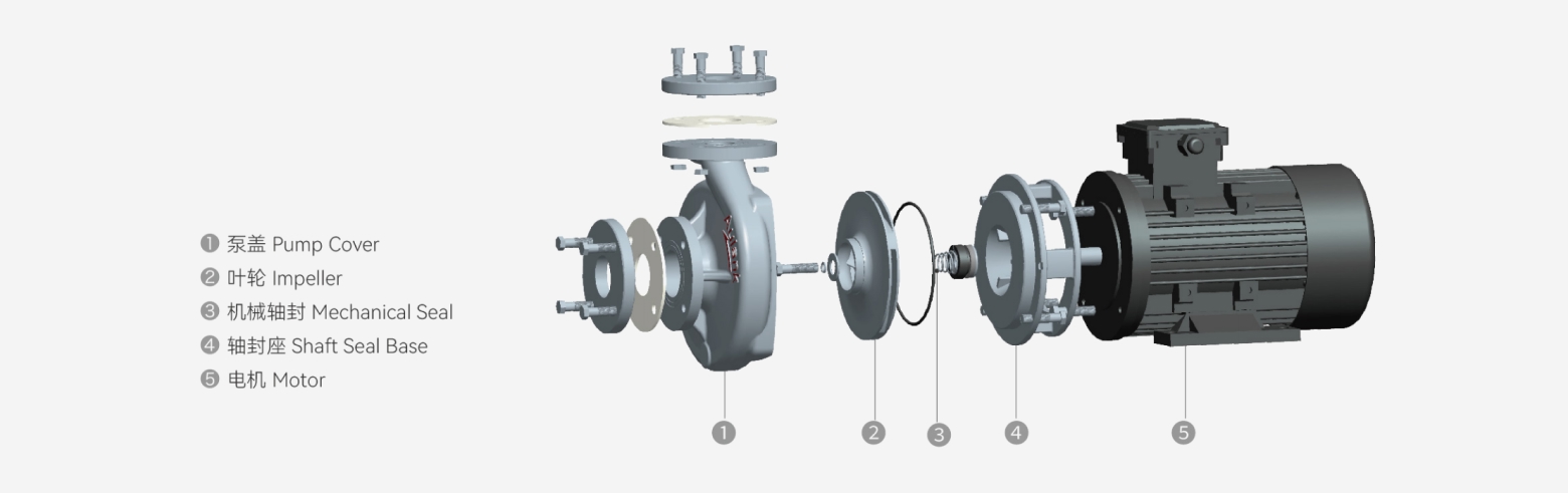 RGZ Cast Iron/Stainless Steel Centrifugal Pump exploded structure
